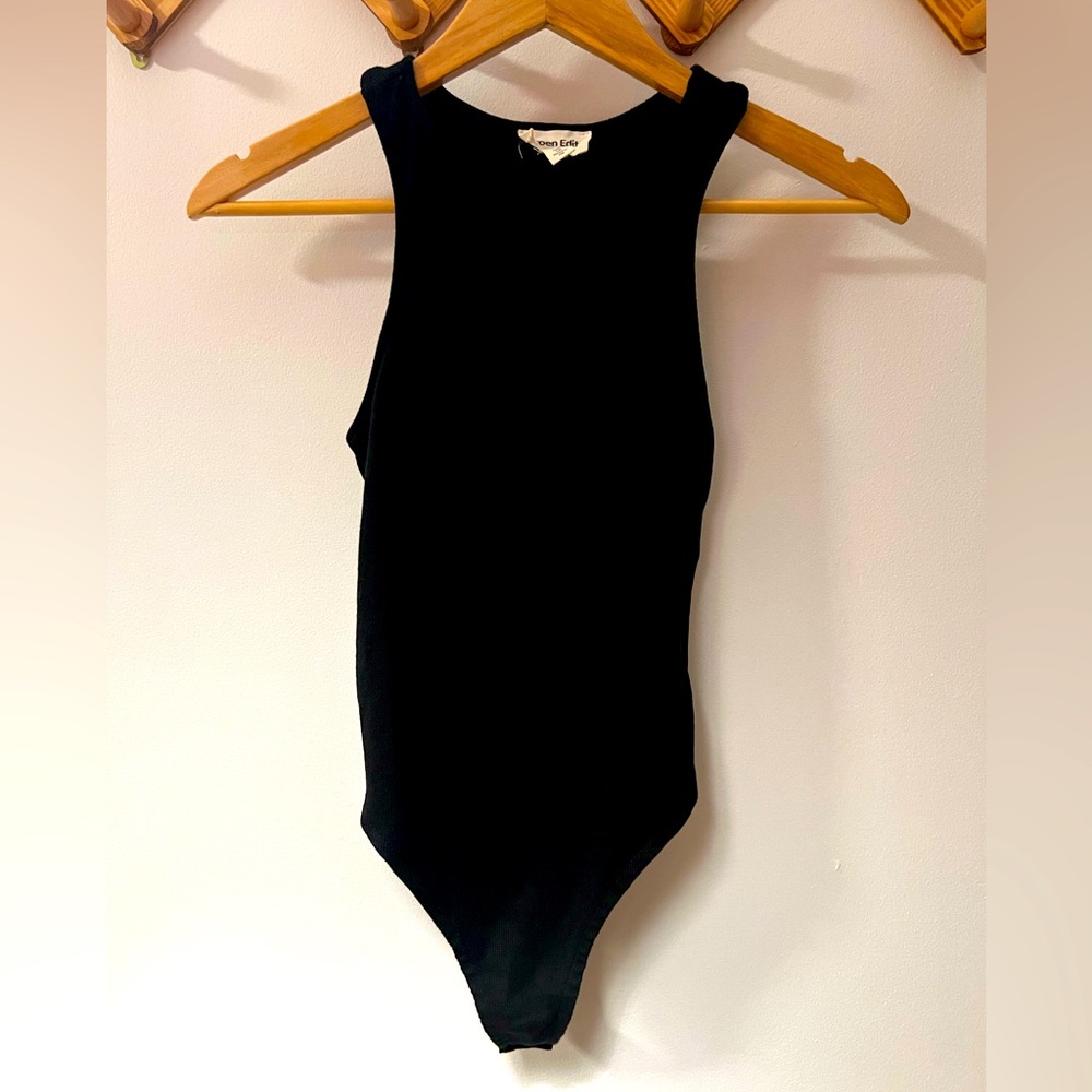 Sexy Black Ribbed Bodysuit tank